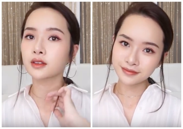 乾净高马尾; tips :头发收乾净,发际线高的人可打上阴影修饰脸型,脖子