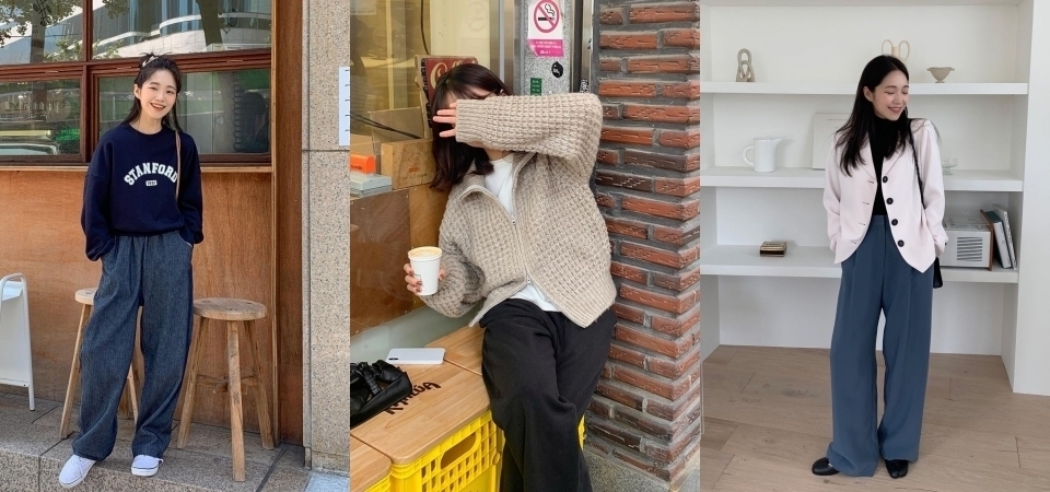 梨型身材、假胯寬都能修飾！「寬褲」俏皮、鹽系風格穿搭範本，休閒、約會都派得上用場！