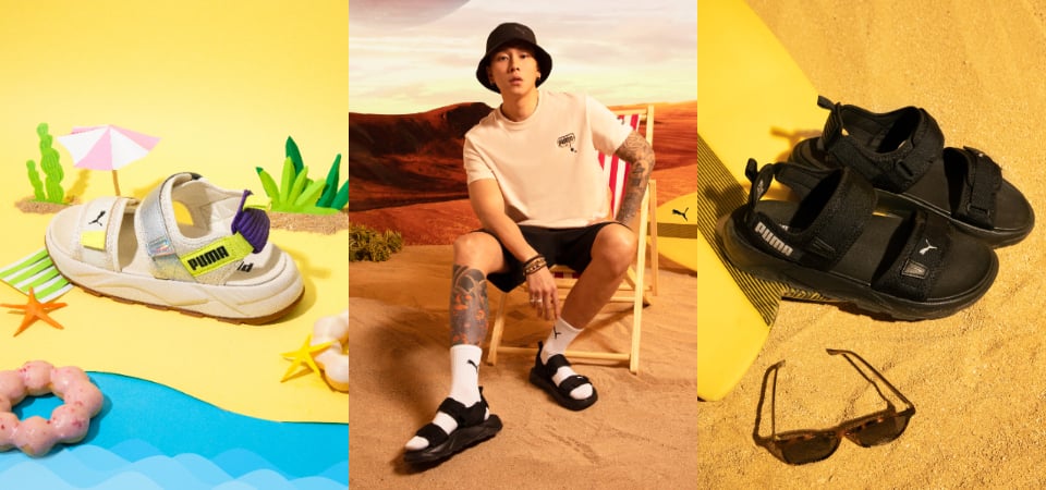 想不想跟 E.SO 撞鞋！PUMA 夏日磅礴「型格涼拖、漁夫帽」讓你帥出天際，微厚底還能顯瘦、顯高！