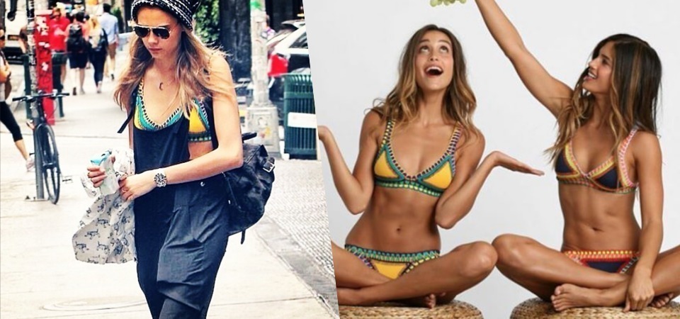 超模 Cara Delevingne 著用比基尼大公開，她熱愛的就是 “KIINI” 這個牌子