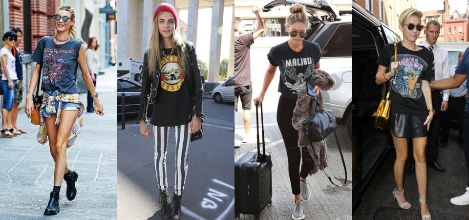 把“樂團 Tee”穿出另一個層次！看 Gigi Hadid、Cara、Miley Cyrus 等 6 位流行名人穿出她們的愛團！
