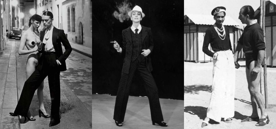 誰說女生得穿裙，男生得穿褲？「雌雄同體穿搭」越來越流行，一窺 Le Smoking 吸菸裝帶來的時尚革命！