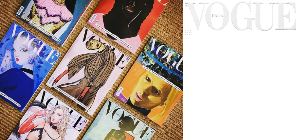 史無前例！《VOGUE》義大利以「全白封面」取代華麗畫面，一起努力在黑暗後迎向陽光，寫下嶄新故事！