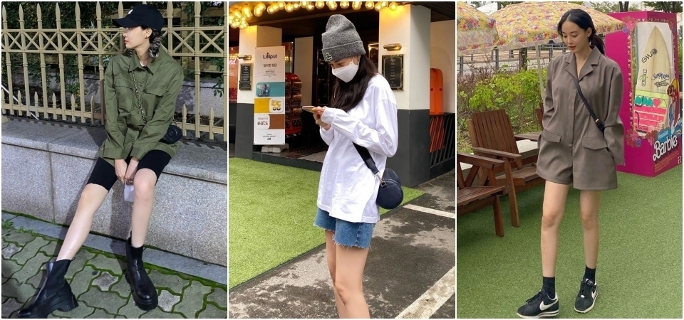 「短褲」在秋天戰鬥力依然很在線！跟韓星李周妍學習搭配技巧，能應付天氣還格外有型！