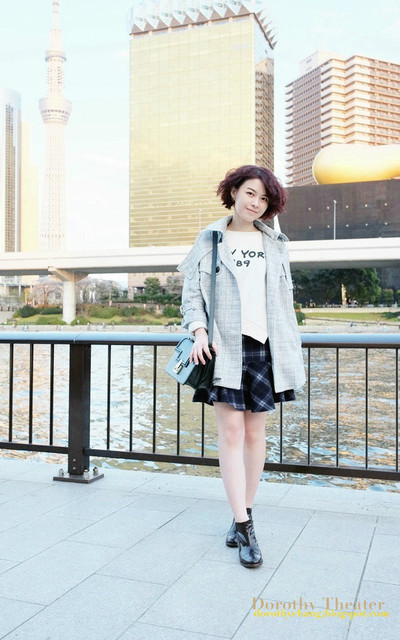 細緻格紋與隅田川的流水櫻花