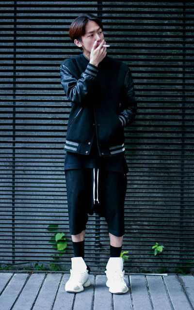 all black , shoe white.