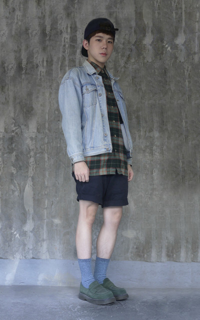 (R2)Kinda Long Shirt/Blue and Green