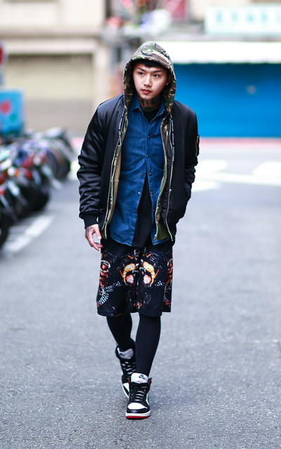 CAMO ZIPHOOD ＸMA-1飛行夾克 Ｘ地獄犬SHORT Ｘ經典高統球鞋