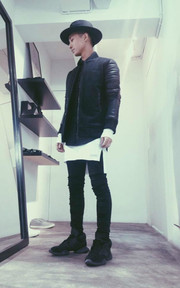 當硬派混搭紳士帽的Look