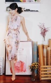 Spring floral print dress