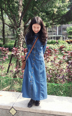 牛仔長洋裝