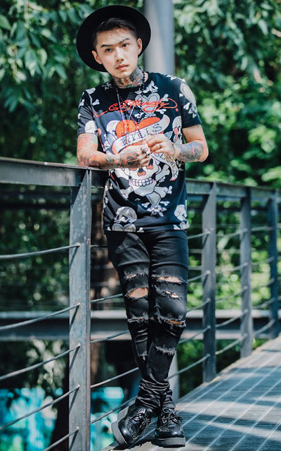  【ED HARDY  vol.2】大沿紳士帽 ＸED HARDY TEE ＸSOLO RINGSＸSAVAGE PANTS