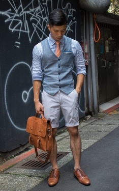 時尚穿搭：條紋、亞麻、泡泡紗：短褲夏日紳士穿搭