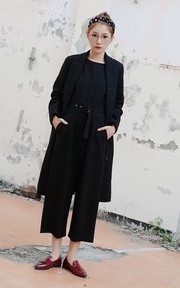 質感打褶連身褲