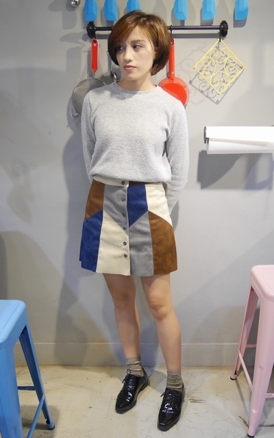 拼接麂皮裙