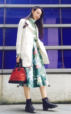 花園長裙 / 麻花淺綠上衣