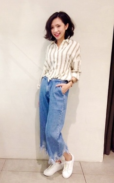 長版直條棉麻襯衫