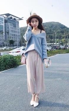 粉藍look:)