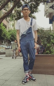 復古吊帶褲