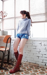 Lavender Purple with Reddish Brown Boots 