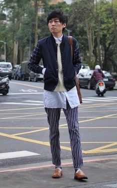 直條紋長褲