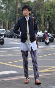 直條紋長褲