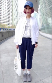 無品牌 條紋褲的穿搭