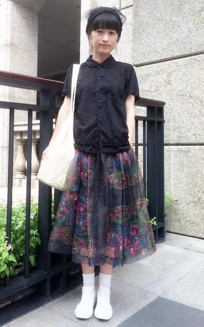 透視感圖騰印花裙