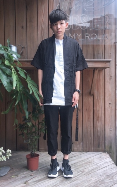 ▲ #green #kimono #casual #nike #black #and #white #look #vintage。▲