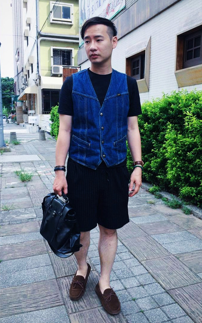 Denim X strip  shorts