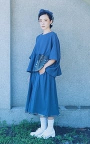 清悠竹節花柄套裝