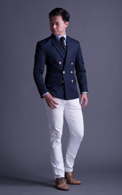 穿搭主题:空军蓝双排扣的成套与混搭 by loki hong | dappei