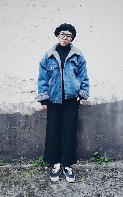 羊羔毛牛仔外套