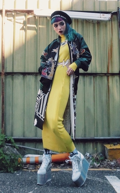 She is yellow