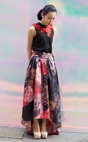 Red and Black outfits for London Fashion Week autumn 2016 outside the Brewer Street Car Park