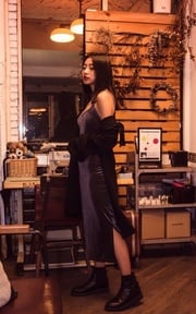 歐美秋冬絨面穿搭