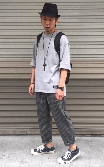 紳 士 帽 + 西 裝 紋 哈 倫 褲 