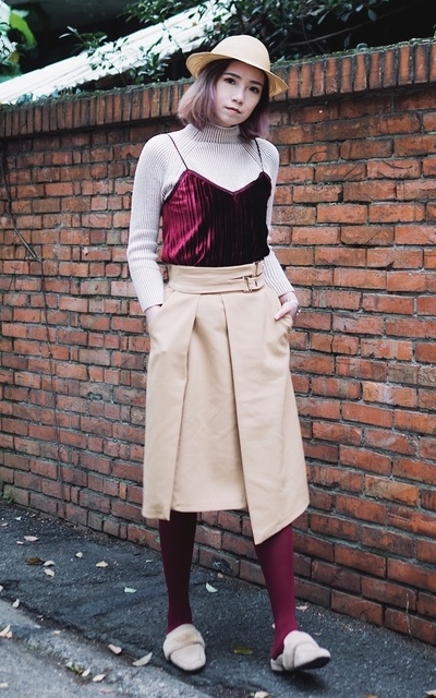 Burgundy on Khaki