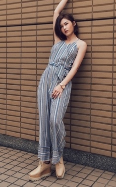 條紋連身