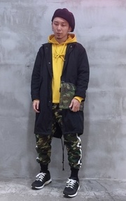 貝雷帽+手拿包+長版外套 