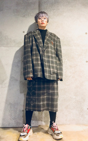 復古oversize 格子套裝