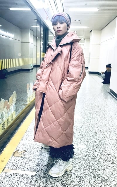 粉紅羽絨外套～