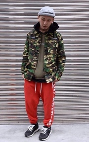 初春look 復古運動褲+迷彩