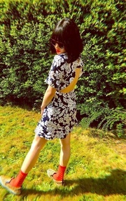 Enjoying the sun in our front garden. 