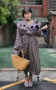 日本 日本二手草編貝殼提袋的時尚穿搭