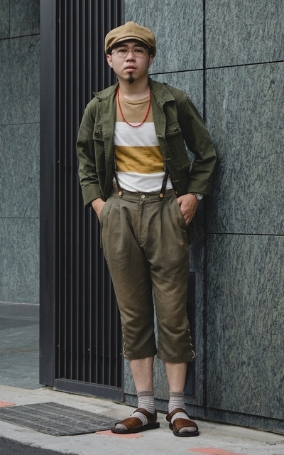 德軍釦式吊帶搭馬褲
