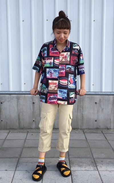 美式漢堡印花襯衫