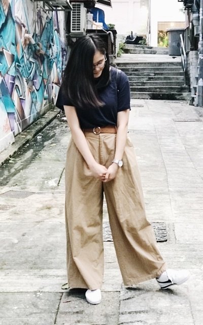 落地寬褲穿搭