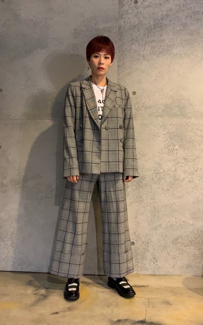 格子西裝look