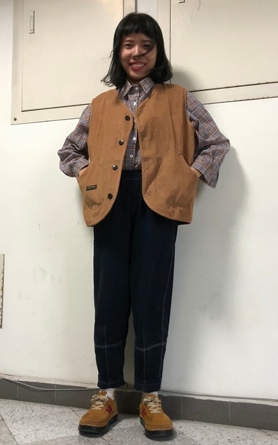糖炒栗子燈芯絨日系工裝背心